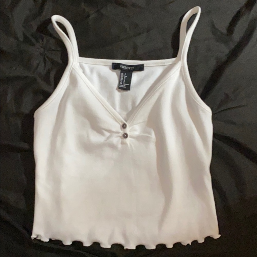 White two button crop top